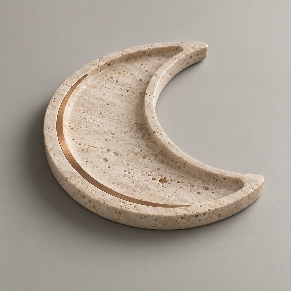 Auren Crescent Tray in a complete elevated studio view