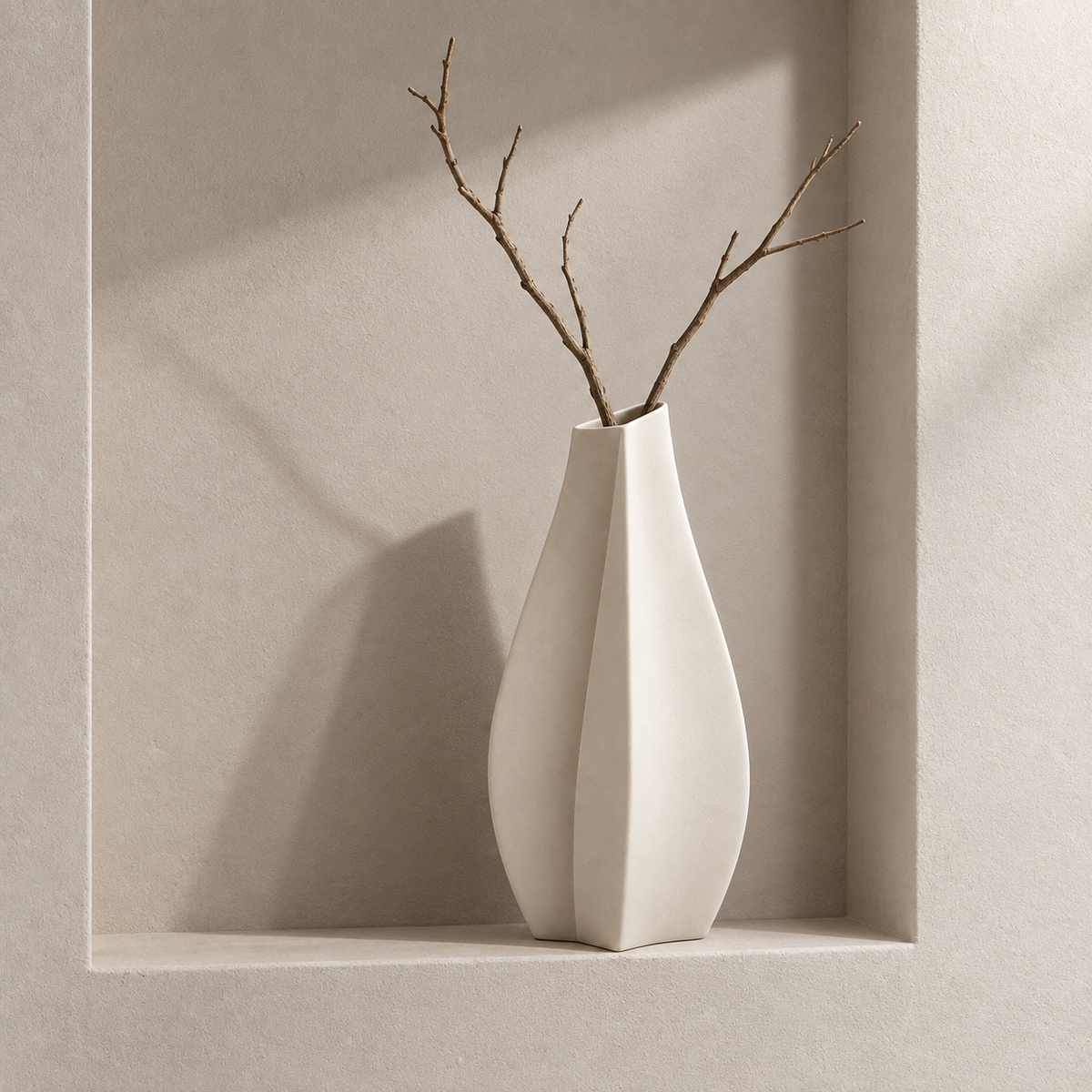 Caldris Fold Vase in a quiet wall niche