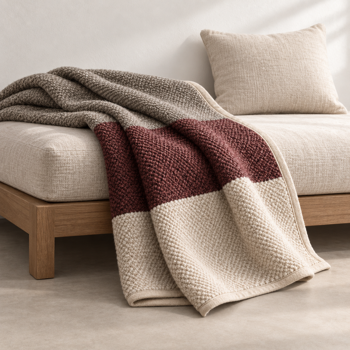 Corvelle Layer Throw arranged on a low daybed