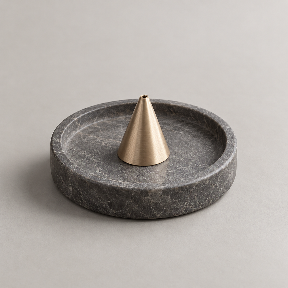 Mirove Cone Incense Holder complete elevated studio view