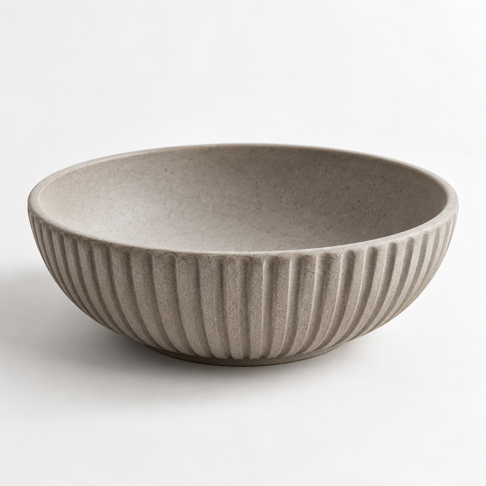 Nerisse Fluted Bowl complete elevated studio view