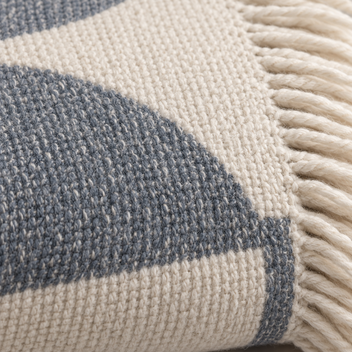 Selune Moon Throw woven half-moon and fringe detail